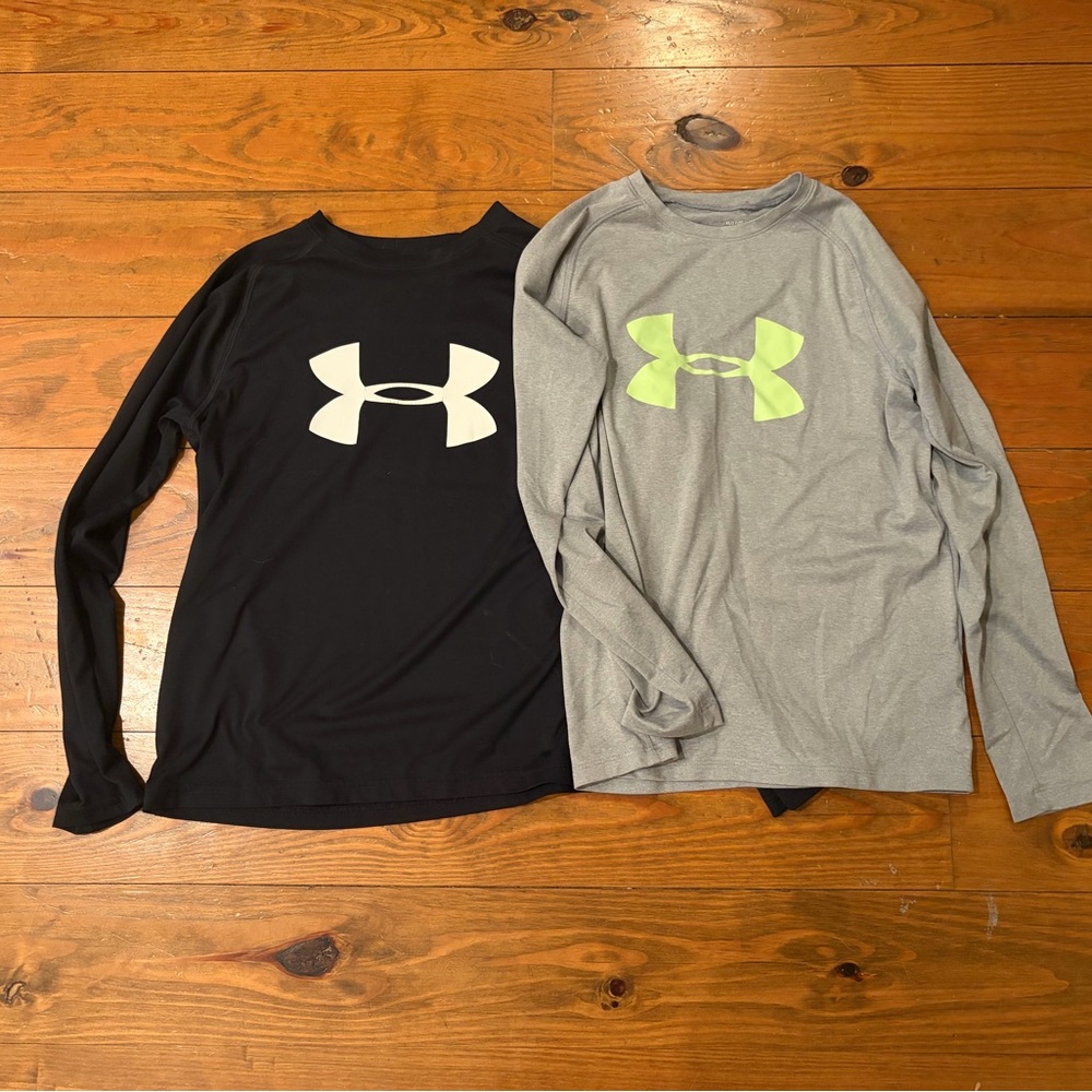 Under Armour Black and Gray Long Sleeve Duo Boys Large
